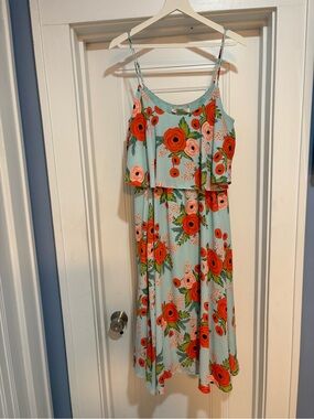Anthropologie | Dresses | Anthropologie Maeve Flores Green Stripe Midi Dress  | Poshmark